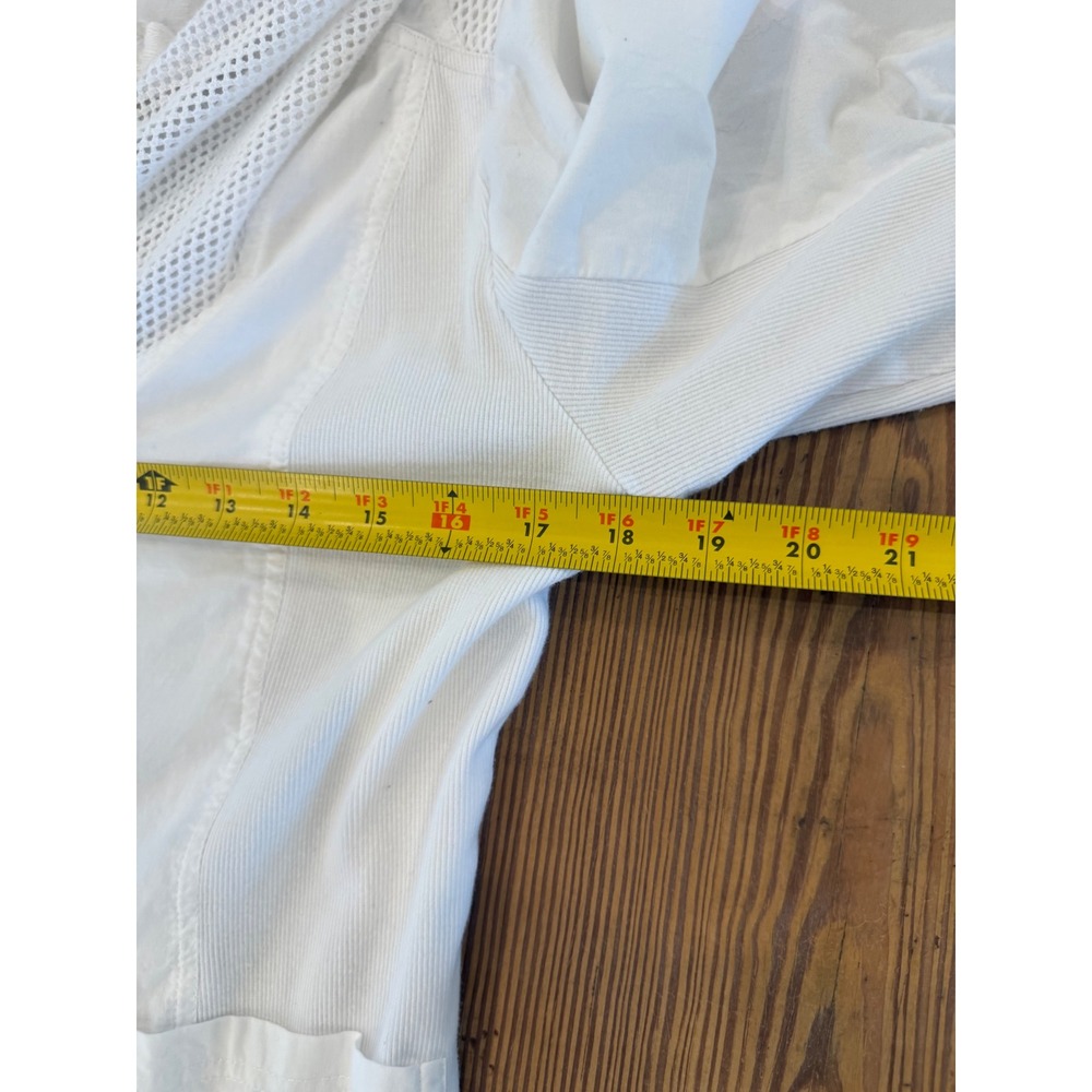 XCVI Womens White Cotton Mesh Mix Zip Up Jacket Cowl Neck Ruched Sleeve M - Picture 6 of 7